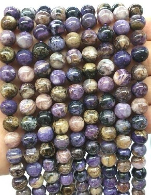 Perles Charoite au fil