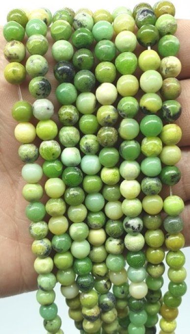 Perles Chrysoprase citron au fil