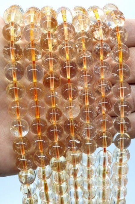 Perles Citrine au fil