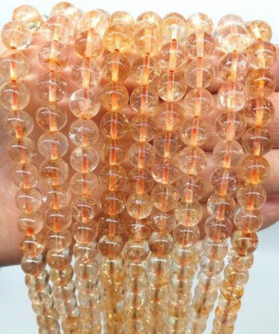 Perles Citrine au fil