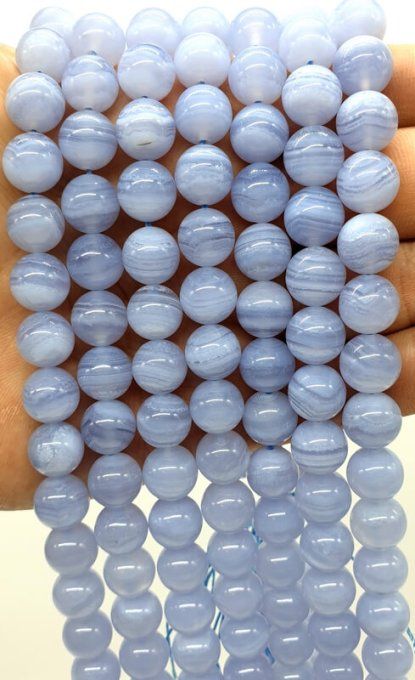 Perles Calcédoine au fil