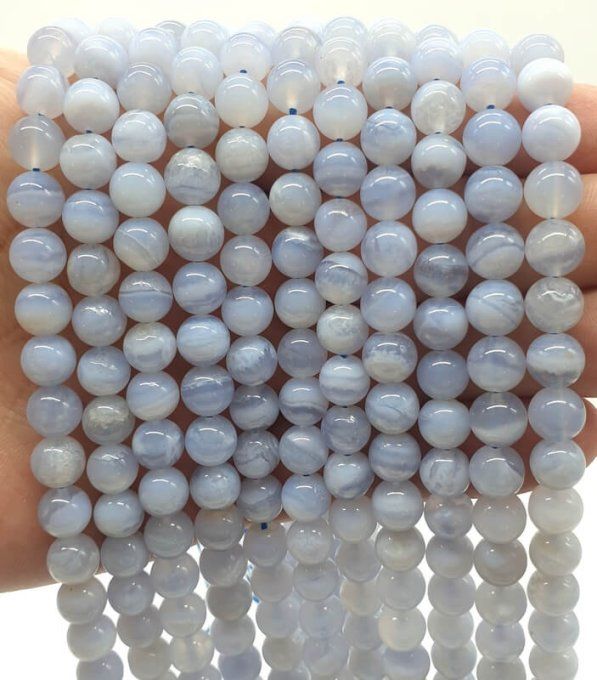 Perles Calcédoine au fil