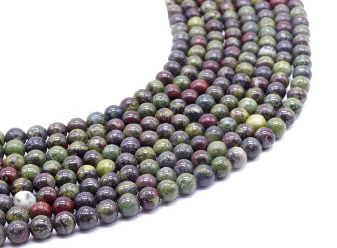 Perles Jaspe sang de dragon au fil