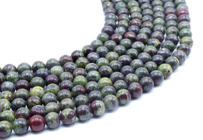 Perles Jaspe sang de dragon au fil