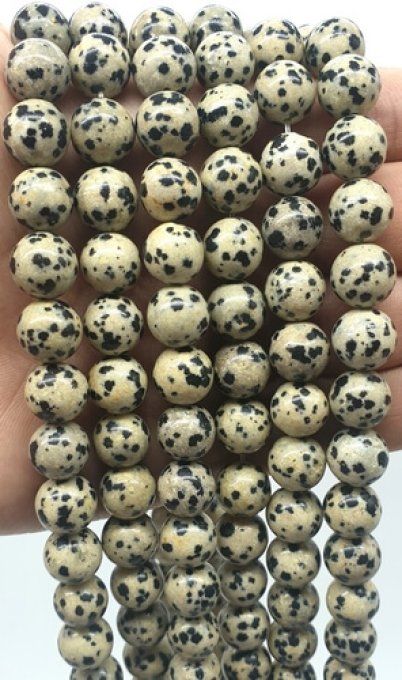 Perles Jaspe dalmatien  au fil