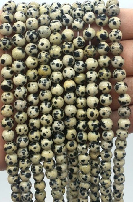 Perles Jaspe dalmatien  au fil