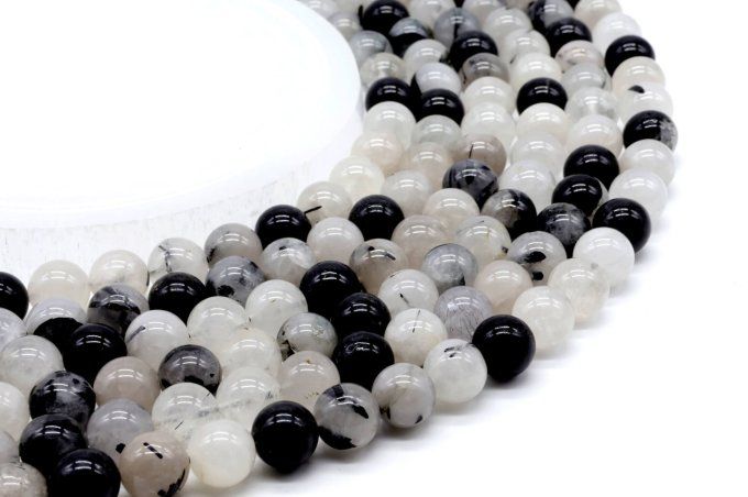 Fil de perles Quartz Tourmaline