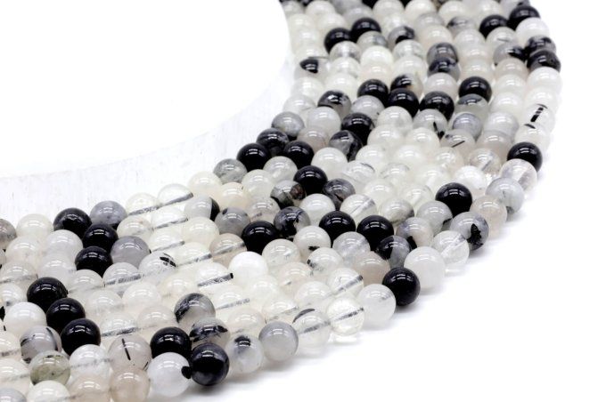 Fil de perles Quartz Tourmaline