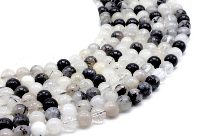 Fil de perles Quartz Tourmaline