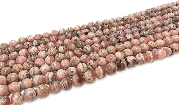 Perles Rhodochrosite au fil
