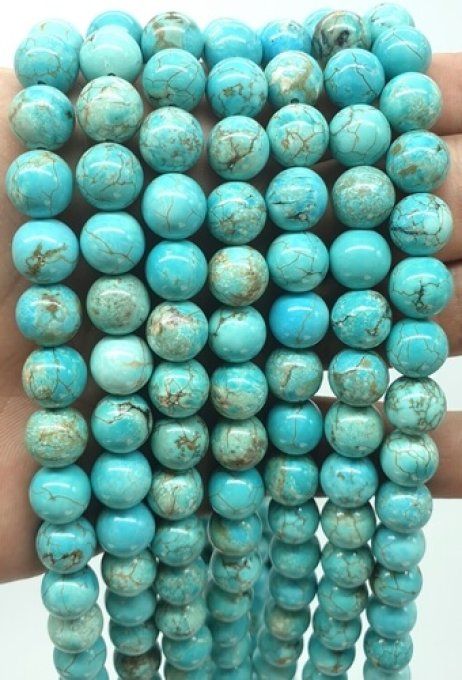 Perles Turquoise (howlite teinté) au fil