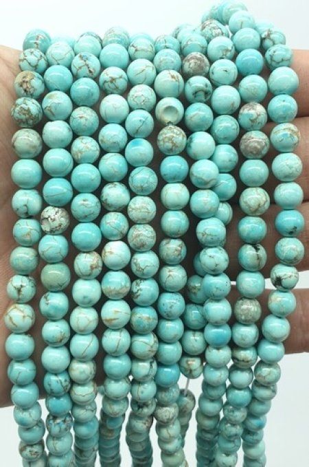 Perles Turquoise (howlite teinté) au fil