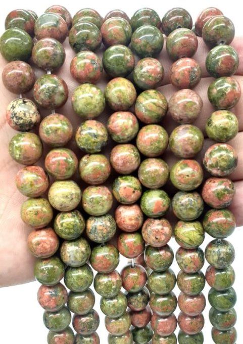 Perles Unakite au fil