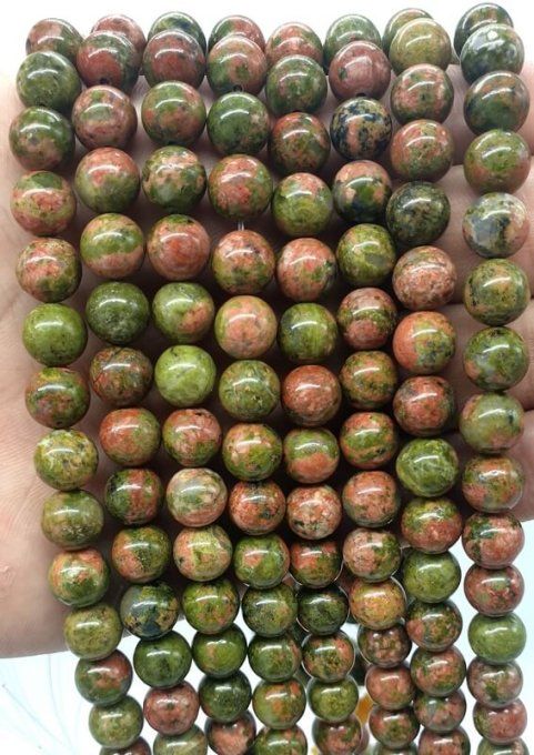 Perles Unakite au fil