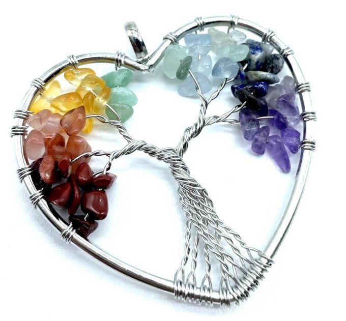 Pendentif 7 chakras coeur