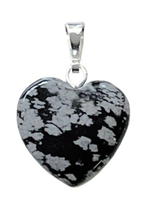 Pendentif Obsidienne flocon de neige coeur