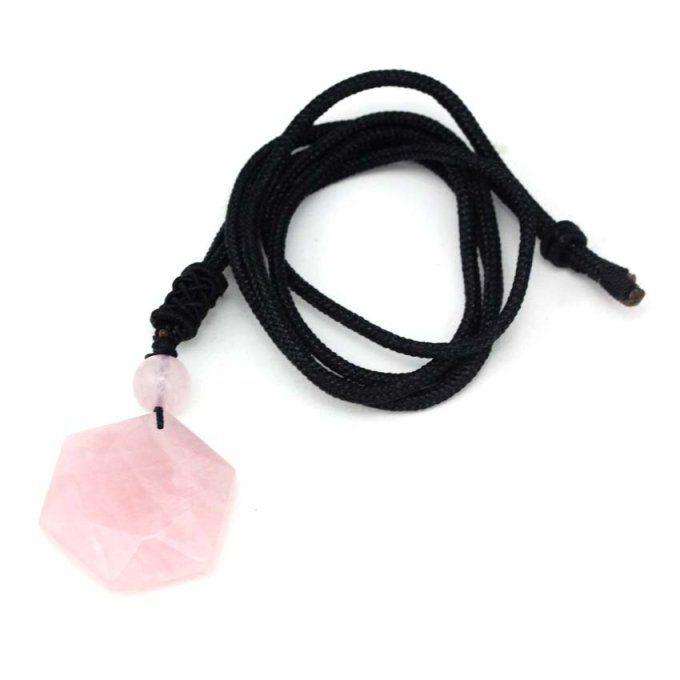 Pendentif Quartz rose hexagonale