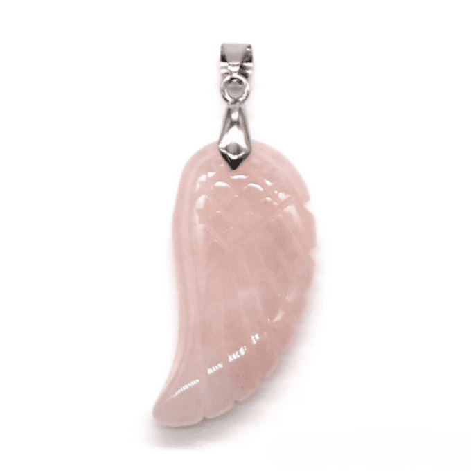 Pendentif Quartz rose  aile d'ange