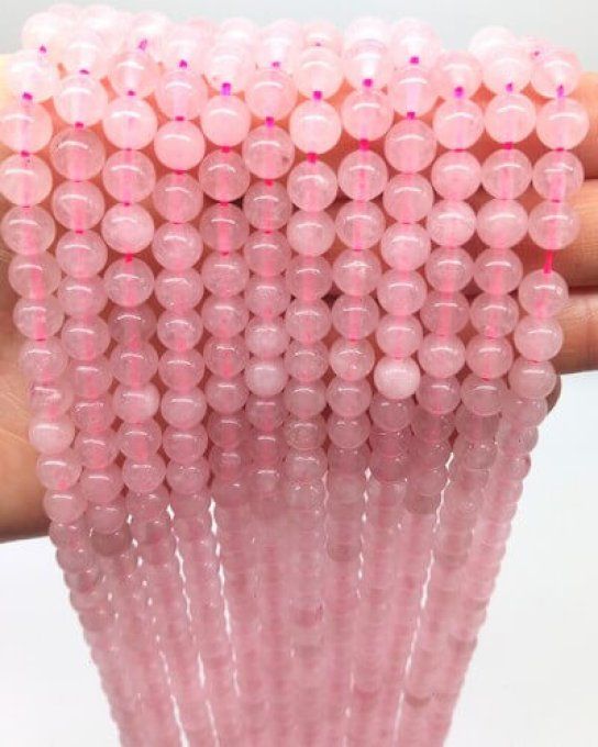 Perles Quartz rose au fil