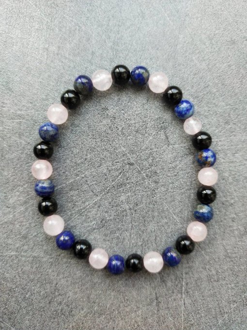 Bracelet Lapis lazuli / quartz rose / spinelle