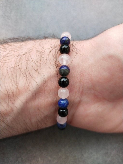 Bracelet Lapis lazuli / quartz rose / spinelle