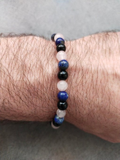 Bracelet Lapis lazuli / quartz rose / spinelle