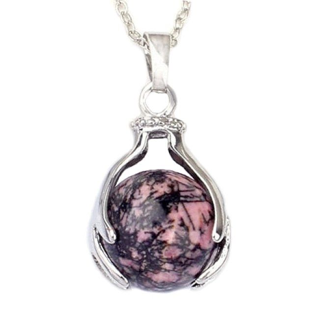 Pendentif Rhodonite boule et main