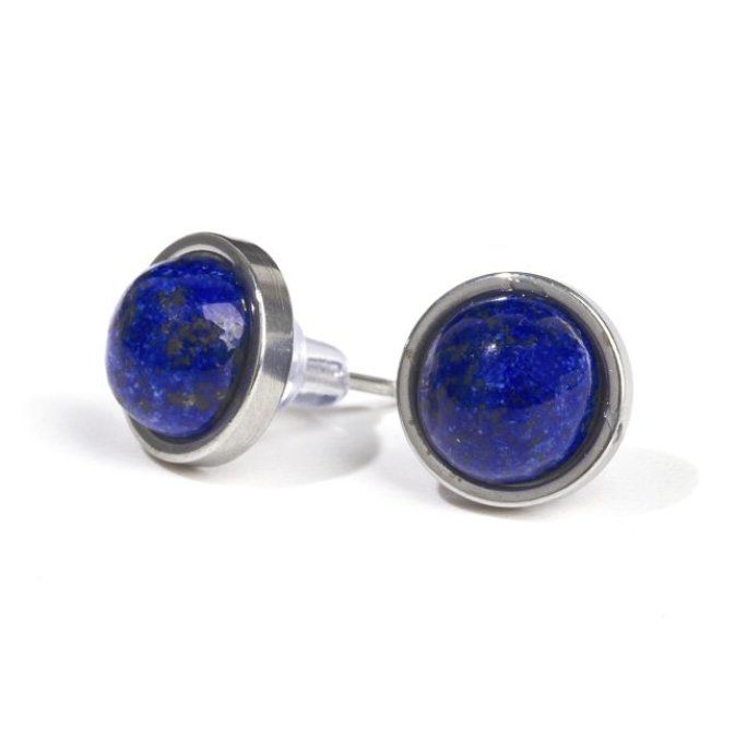 Boucle d'oreille puce Lapis lazuli