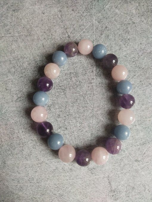 Bracelet Amethyste / angelite / quartz rose