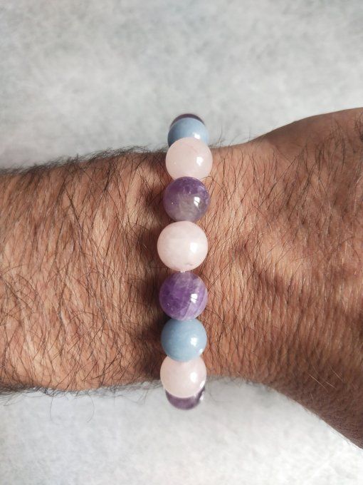 Bracelet Amethyste / angelite / quartz rose