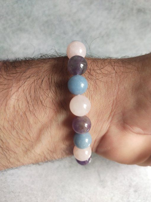 Bracelet Amethyste / angelite / quartz rose