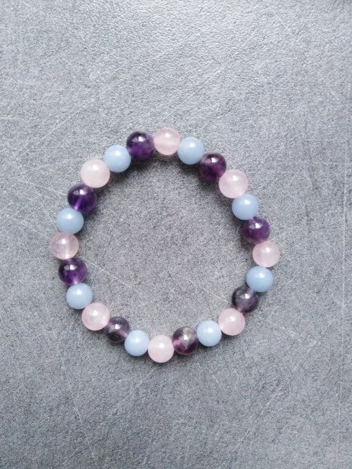 Bracelet Amethyste / angelite / quartz rose