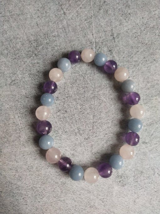 Bracelet Amethyste / angelite / quartz rose