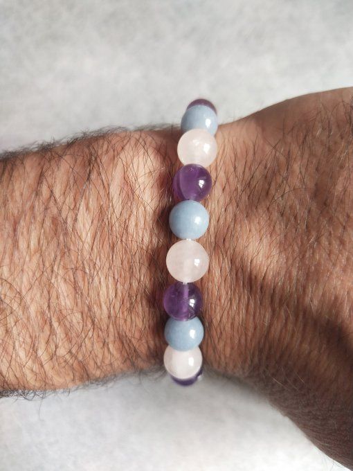 Bracelet Amethyste / angelite / quartz rose