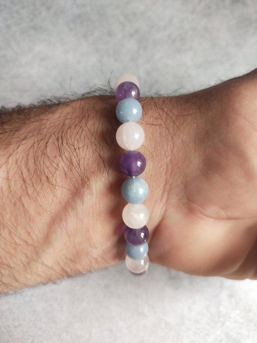 Bracelet Amethyste / angelite / quartz rose