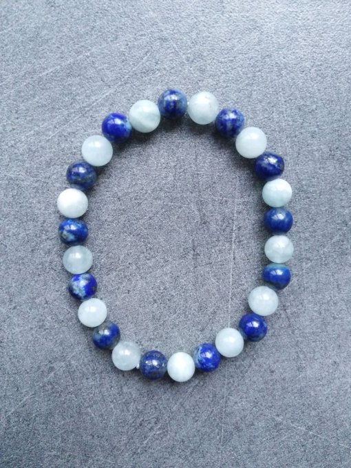 Bracelet Aigue marine / Lapis lazuli (Taille enfant)