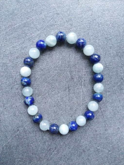 Bracelet Aigue marine / lapis lazuli (Taille enfant)