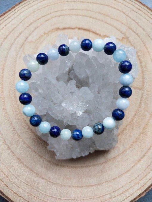 Bracelet Aigue marine / lapis lazuli (Taille enfant)