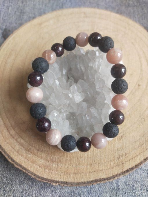 Bracelet Grenat / Pierre de lave / Pierre du soleil
