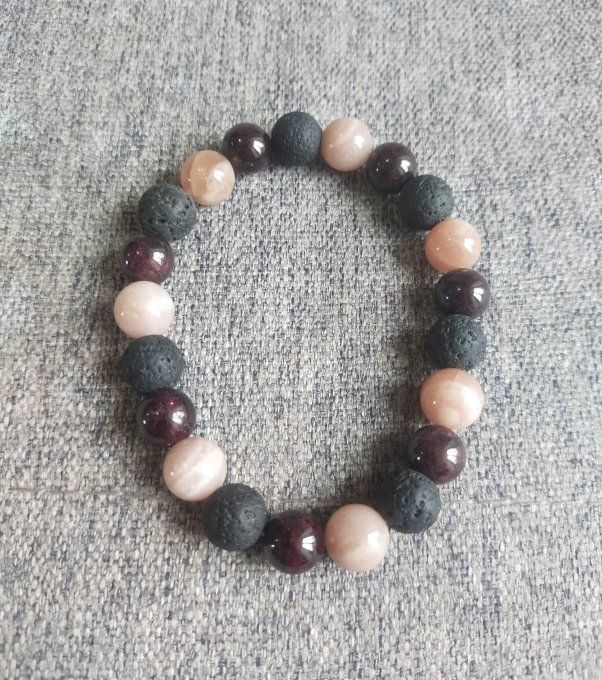Bracelet Grenat / Pierre de lave / Pierre du soleil