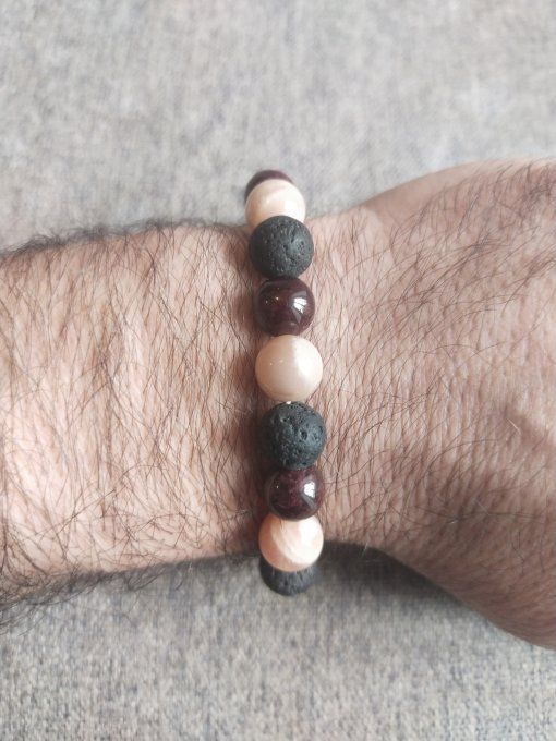 Bracelet Grenat / Pierre de lave / Pierre du soleil