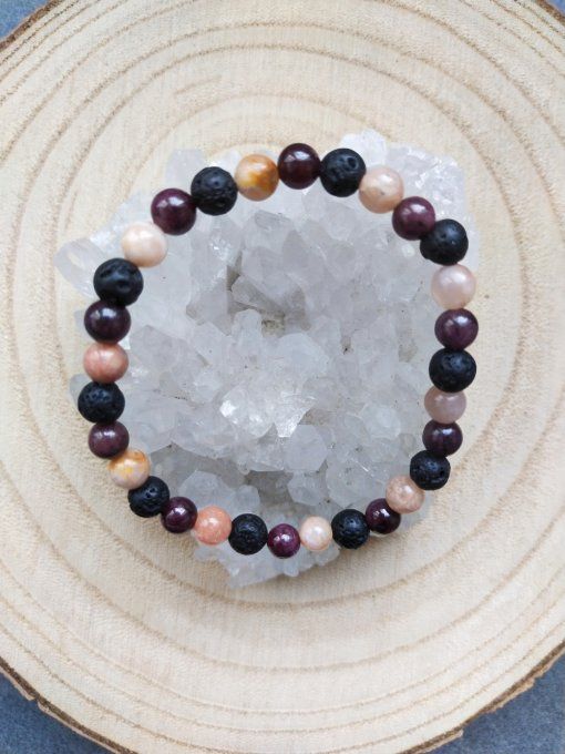 Bracelet Grenat / Pierre de lave / Pierre du soleil