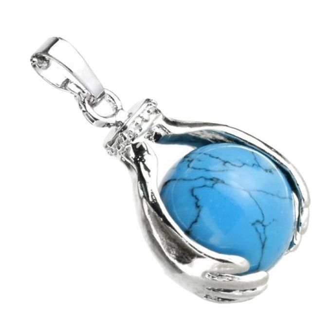 Pendentif Turquoise boule et main