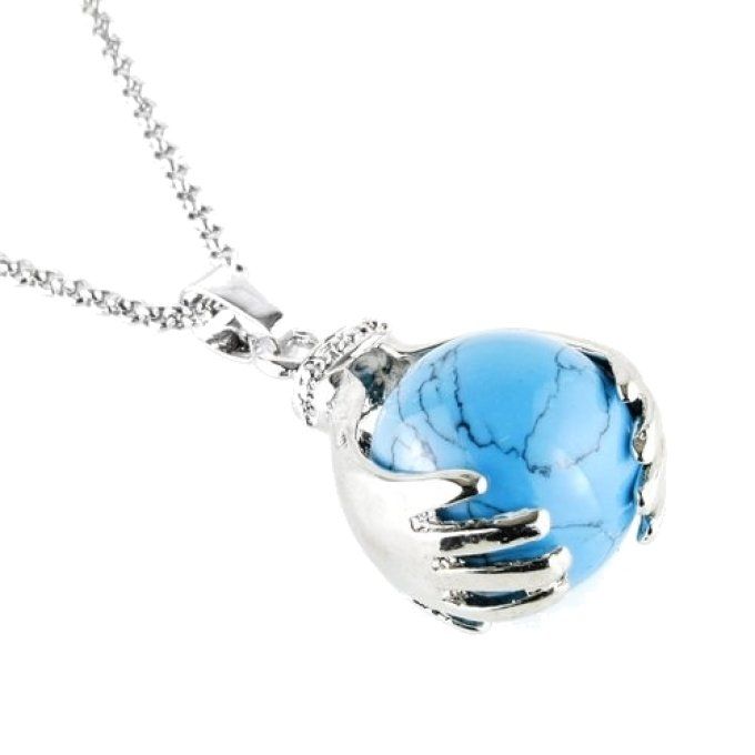 Pendentif Turquoise boule et main