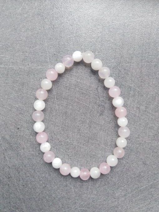 Bracelet Pierre de lune / quartz rose