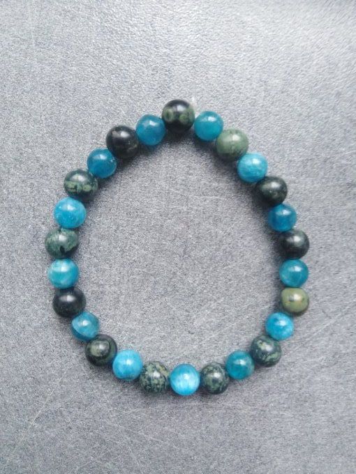 Bracelet Apatite / jaspe kambaba