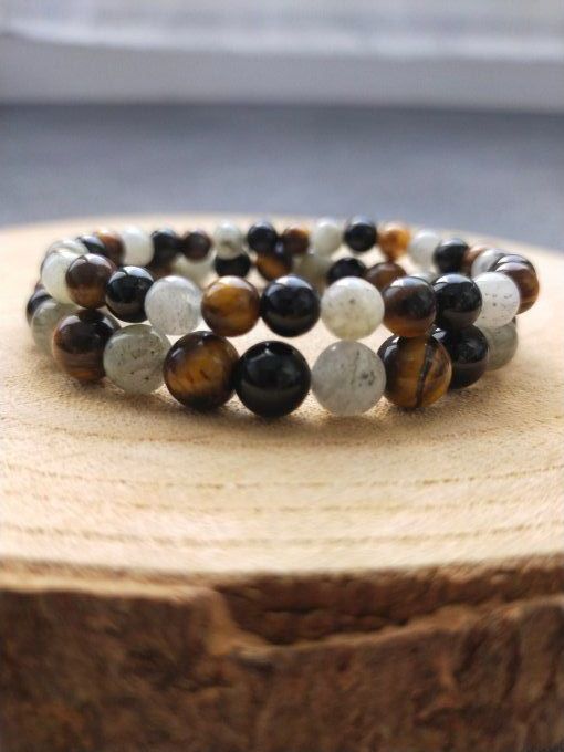 Bracelet Labradorite / Oeil de tigre / Spinelle