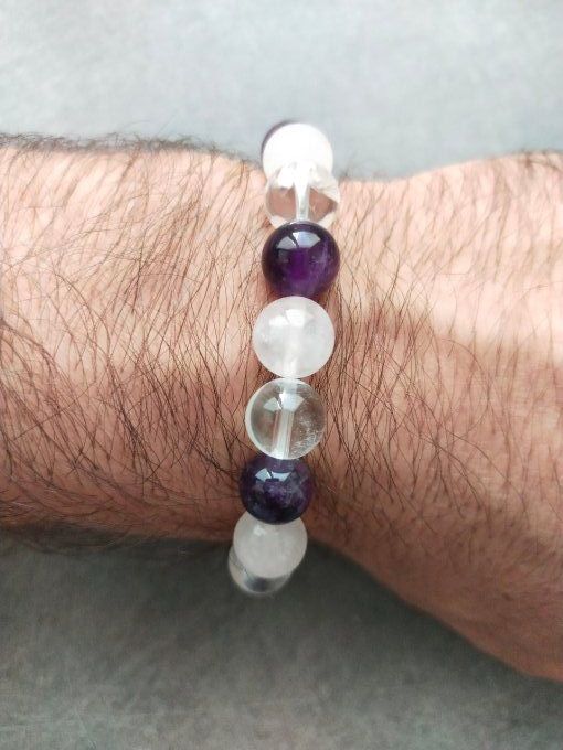 Bracelet Améthyste / quartz / quartz rose