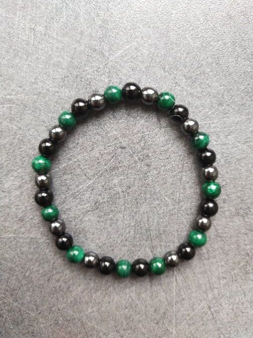 Bracelet Hematite / malachite / spinelle