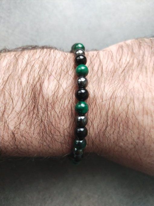 Bracelet Hematite / malachite / spinelle